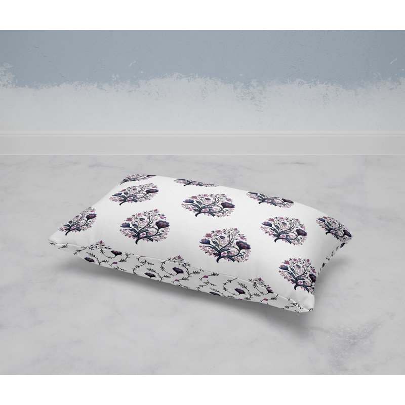 Springtime Bliss  Rectangular Throw Pillow, Blue/White