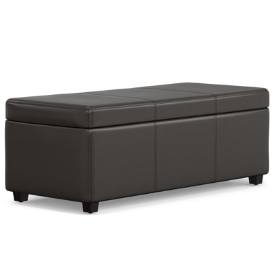 Avalon 44"W Upholstered Contemporary Rectangular Lift-Top Storage Ottoman with Hidden Storage