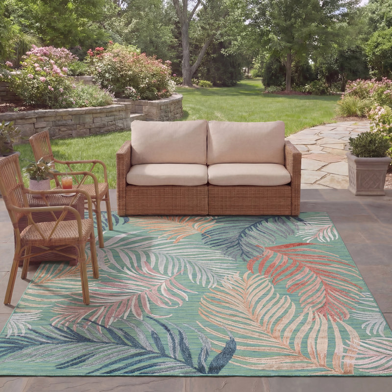 Stoneham Machine Woven Floral Indoor / Outdoor Area Rug, Rectangle 8' x 10'