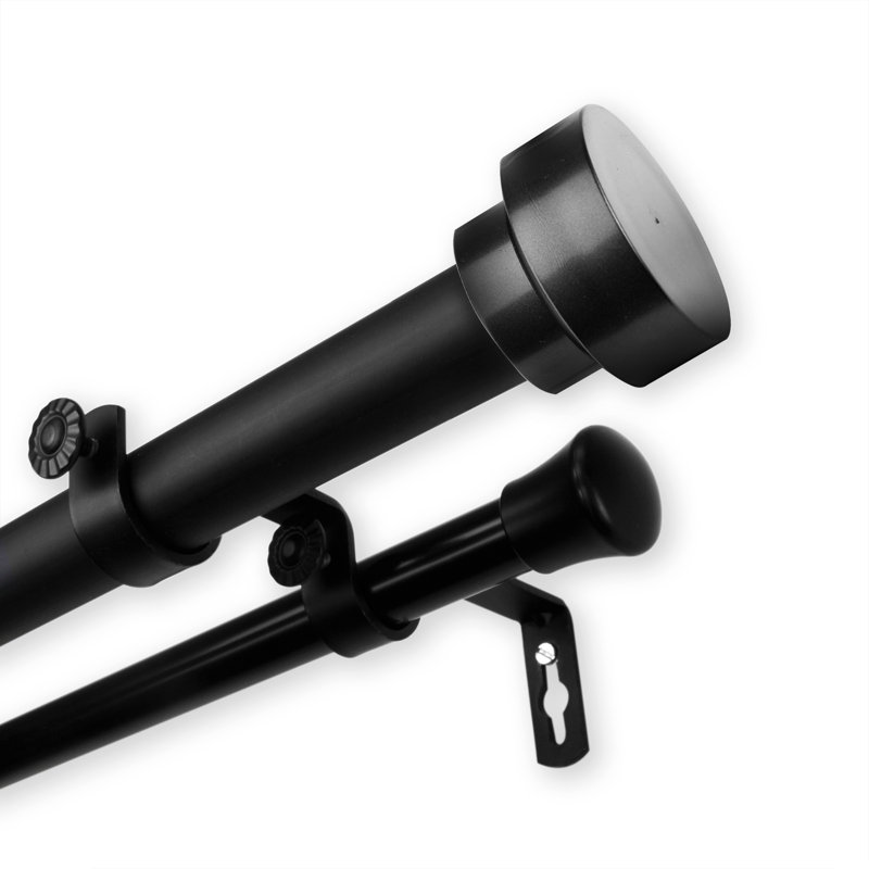 Tringle à rideaux double réglable, Noir, De 28 po à 48 po de largeur