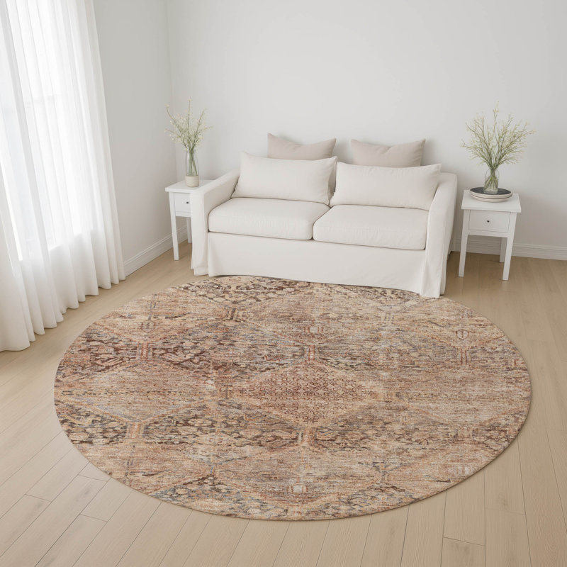 Premium Machine Washable Bucz AMF1745 Geometric Rug, Round 8'