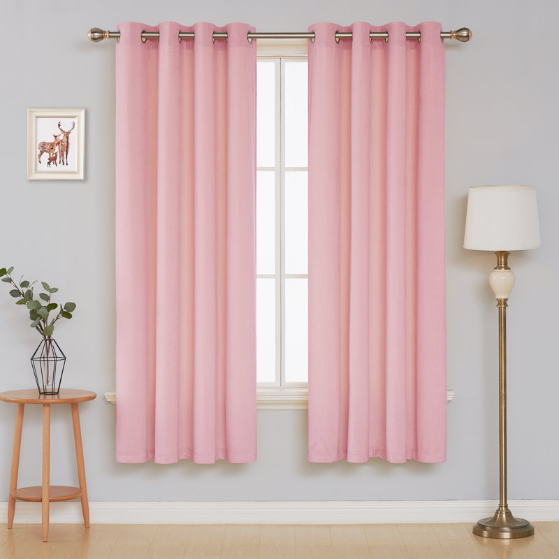 Faroe Blackout Curtain Pair, Width 117 x Drop 183 cm, Baby Pink