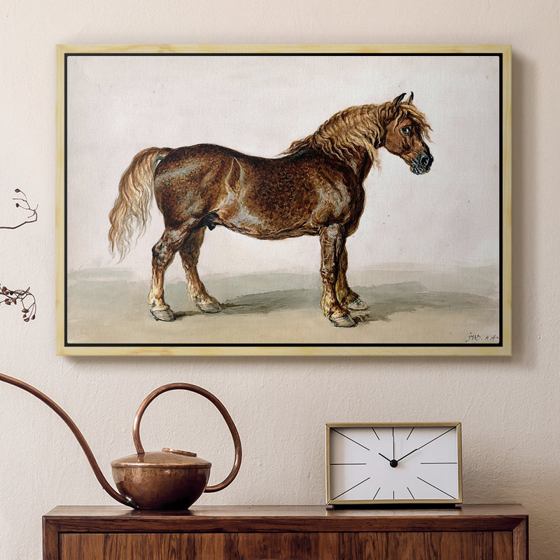 «A Cart-Horse», milieu du 19e siècle - Toile tendue avec châssis James, 16 x 24, Naturel