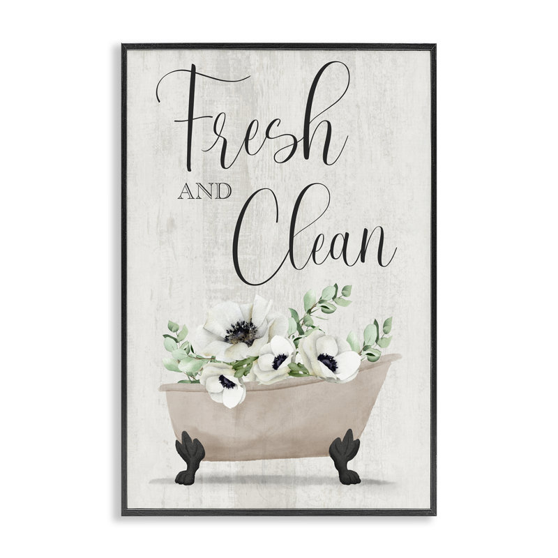 «Fresh & Clean Poppy Tub», art de la giclée encadrée par Marcus Prime bk-134, H 18 po x l 12 po, Giclée encadrée noir minuit