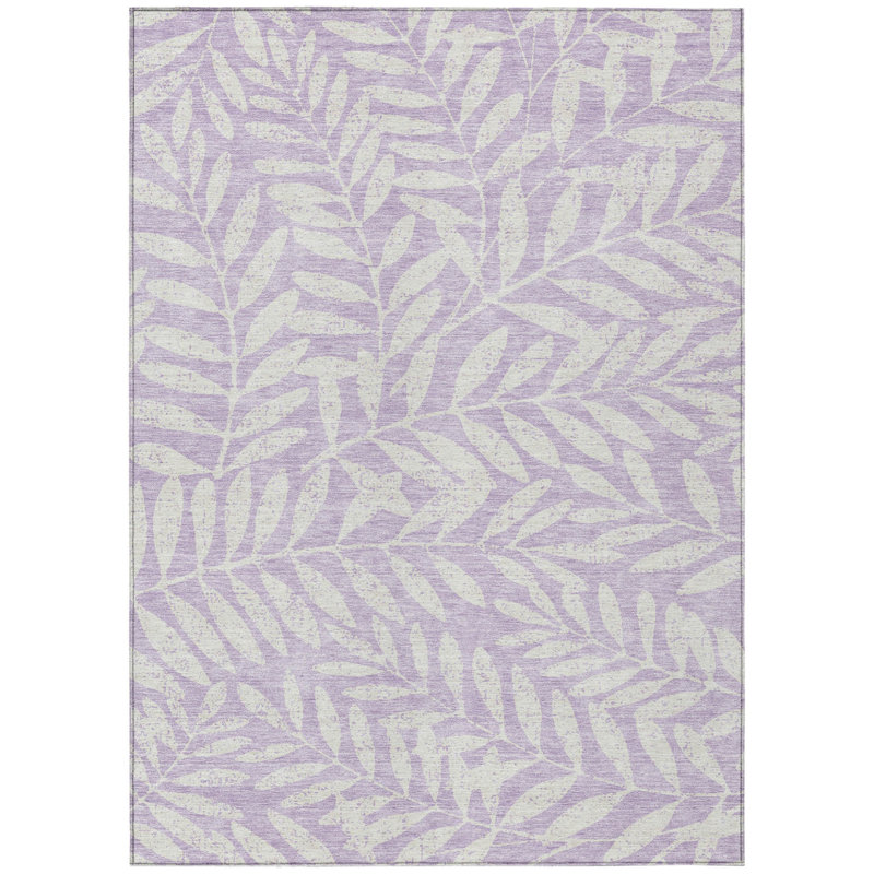 Tapis lavable intérieur floral lavande et ivoire 8 pi x 10 pi