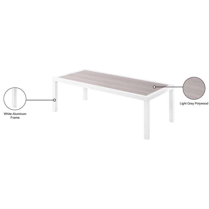 Nizuc Light Gray and White Aluminum Outdoor Coffee Table