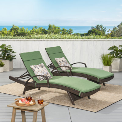 Billur Outdoor Wicker Chaise Lounge Set , Cushion Included