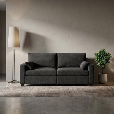 Double Sofa With Wide Armrests And Spring Cushions, Featuring Removable Slipcovers
