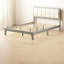 Structure de grand lit avec grain de bois élégant et tête de lit confortable et relaxante, 10 pieds, sans sommier, assemblage simple, 6,7 pouces sous le lit, support beige facile