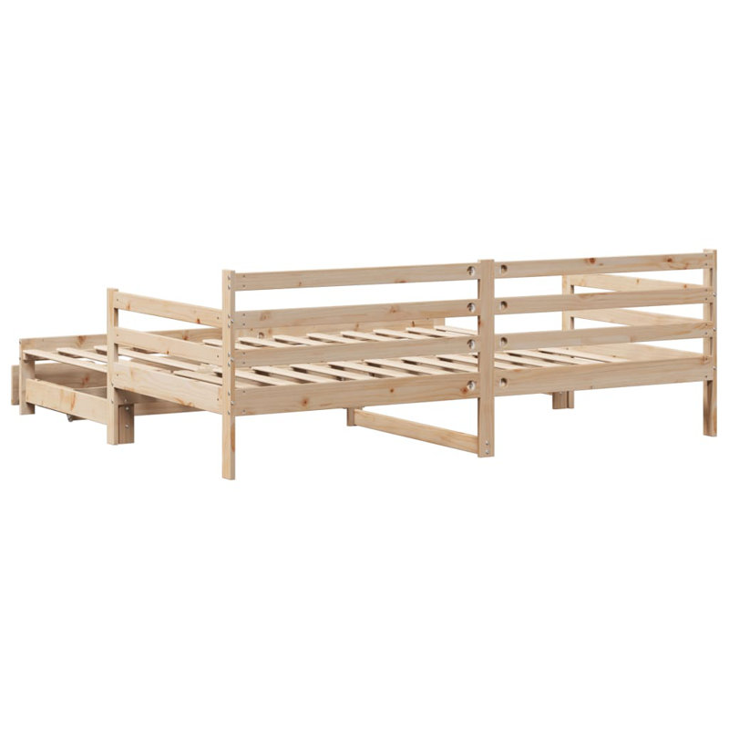 Rimmert Solid Wood with Trundle, Natural, European Single (90 x 200cm)