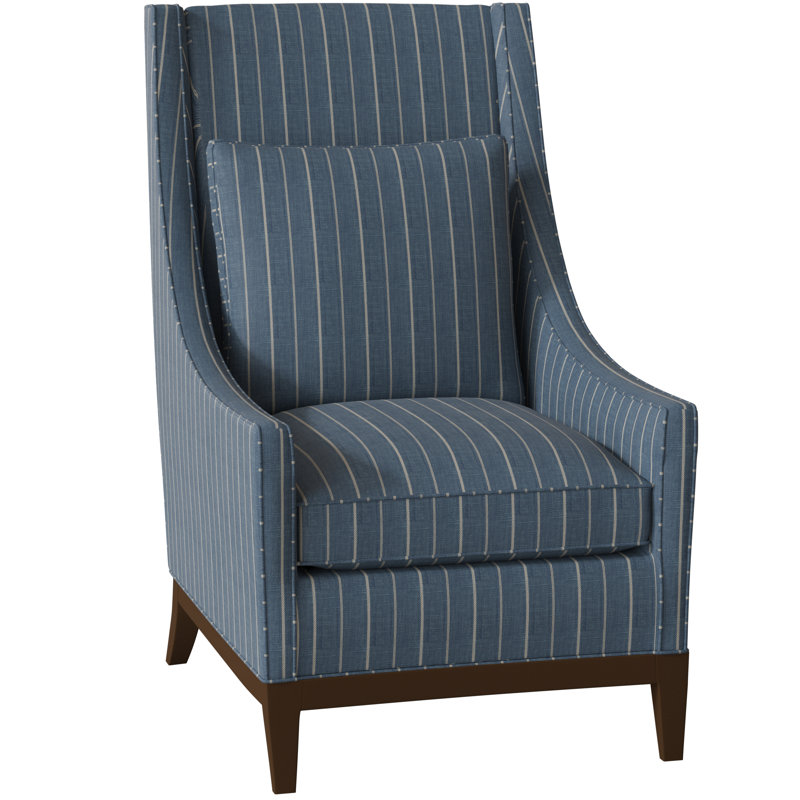 Eastside Wingback Chair, Burnished Brown, Wetherspoon Red/Blue