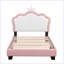 Lit princesse rembourré avec tête de lit couronne, lit plateforme avec tête de lit et pied de lit, blanc et rose-1659411807-1659411804