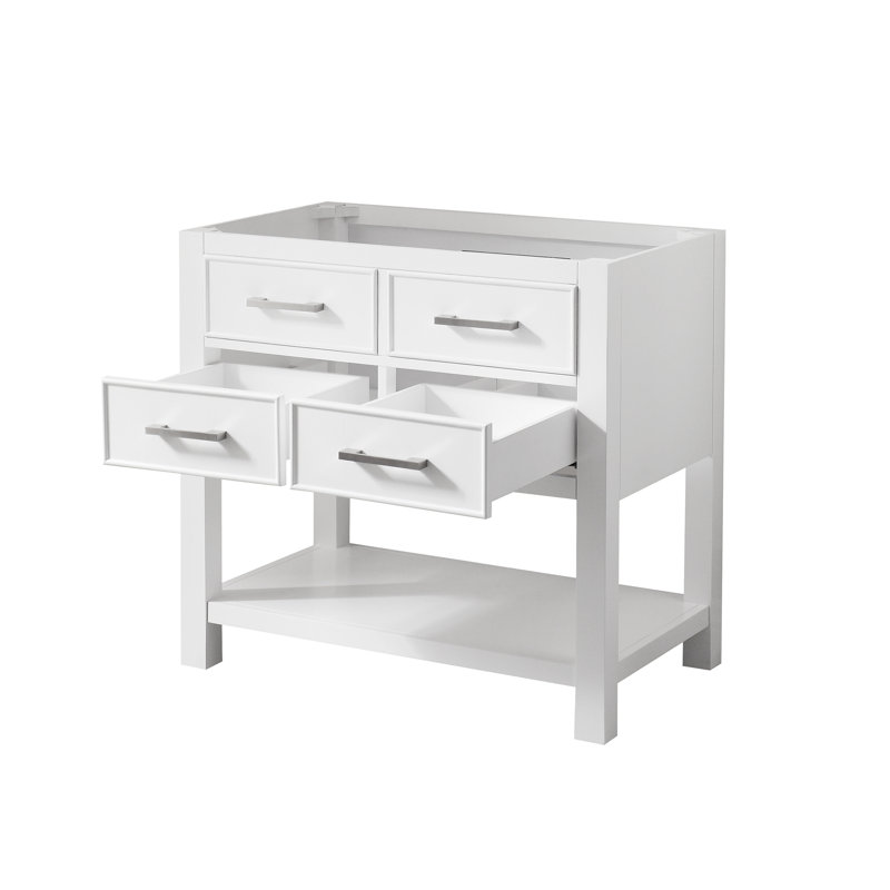 Ensemble de meuble-lavabo simple 43 po Brooks, Marbre blanc de Carrare, Bleu marine