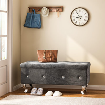Luxury Tufted Storage Bench with Metal Legs