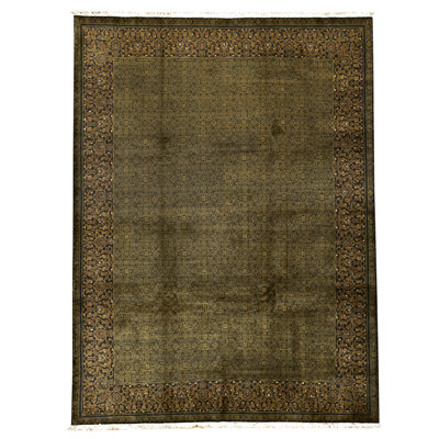 Hand Knotted Wool Oriental Area Rug in Green