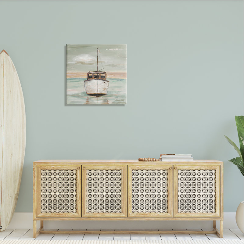 Navire d'eau naviguant dans l'océan, Plaque murale, H 24 po x l 24 po x P 1,5 po
