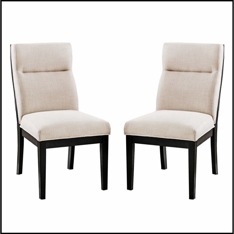 Ensemble de 2 chaises de salle à manger rembourrées en tissu beige et confortable et élégant pour les salles à manger modernes
