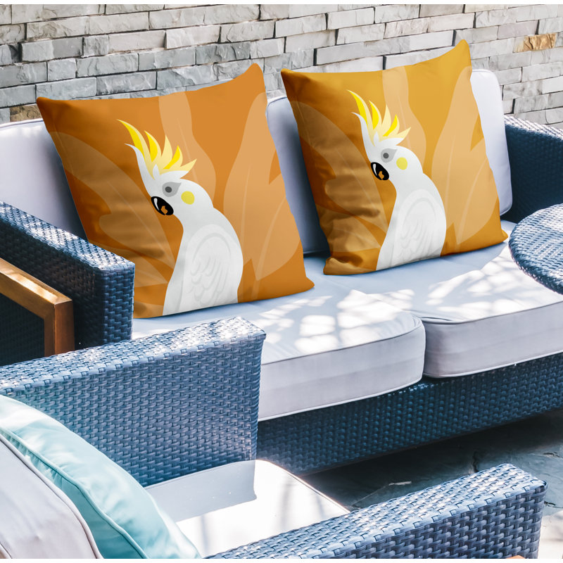 Coussin intérieur / extérieur Catoo Bird, L 19 po x H 19 po, Orange