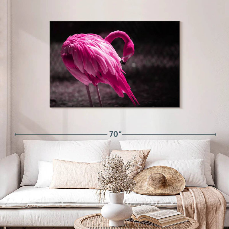 Brampt Beautiful Preening Flamingo, 30" H x 45" W