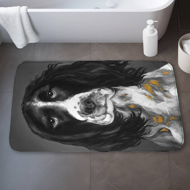 Maxtin Microfiber Non-Slip Bath Mat, White/Black