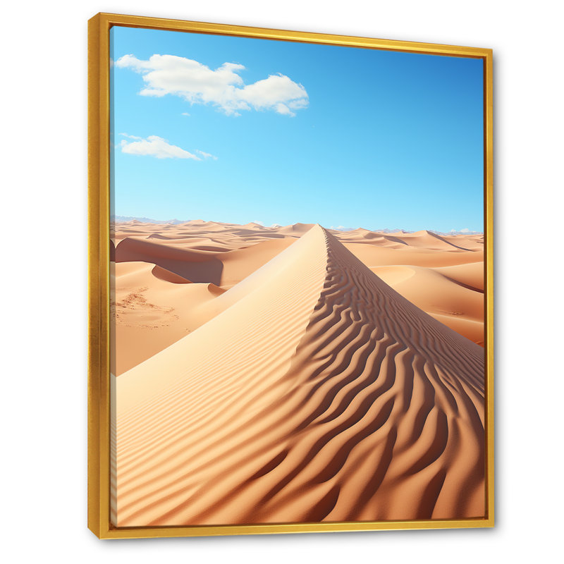 Dunes du désert, horizon panoramique II, Cadre flottant doré, H 44 po x l 34 po x P 1,5 po