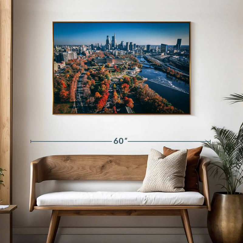 Philadelphie en automne, 46 po x 31 po, Cadre flottant doré