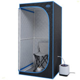 Portable Black Full Size Steam Sauna Tent–Personal Home Spa, With Steam Generator, Remote Control, Foldable Chair, PVC Pipes. Easy To Install,Fast Heating, With FCC & UL Certification