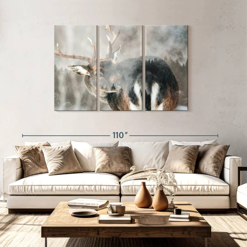 Winter Forest Deer, 48" H x 74" W