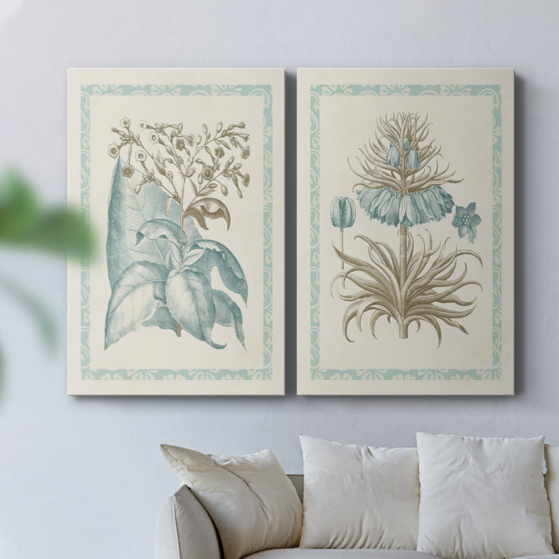 Toile tendue avec châssis «Willow» bleu Besler I-Premium - prête à être accrochée