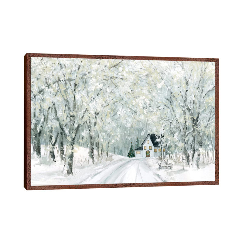 Christmas Lane by Carol Robinson - Painting on Canvas, 101.6 cm H x 66.04 cm W, Classic Brown Wood Framed Canvas