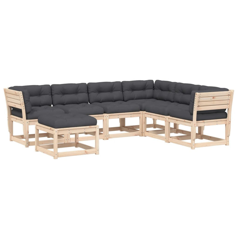 273 cm W Patio Sofa with Cushions, Gray, Brown