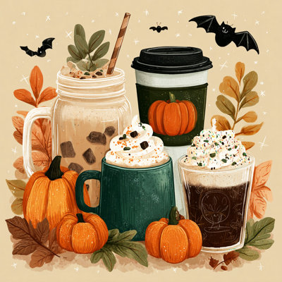 Autumn Coffee Delight Wrapped Canvas Wall Art