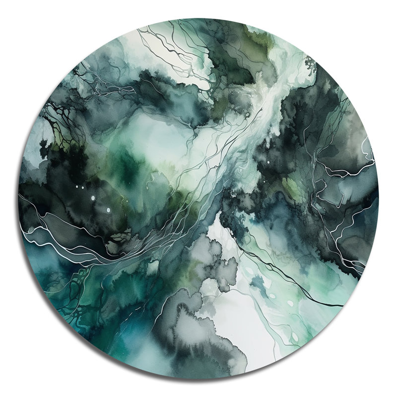 Streator vert bleu marbré Dreamscape III, H 23 po x l 23 po x P 1 po