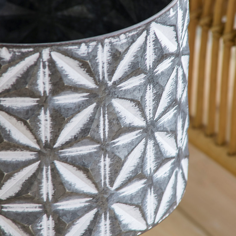 Ensemble de 2 pots à fleurs en métal, pot de ferme rond gris galvanisé