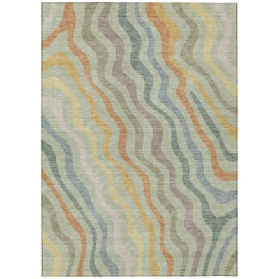 Machine Washable Indoor/Outdoor Chantille ACN2570 Abstract Rug