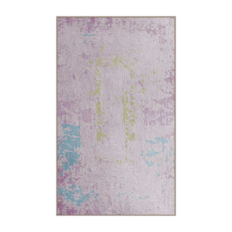 Tapis beige lavable à la machine, Rectangle 7 pi x 9 pi