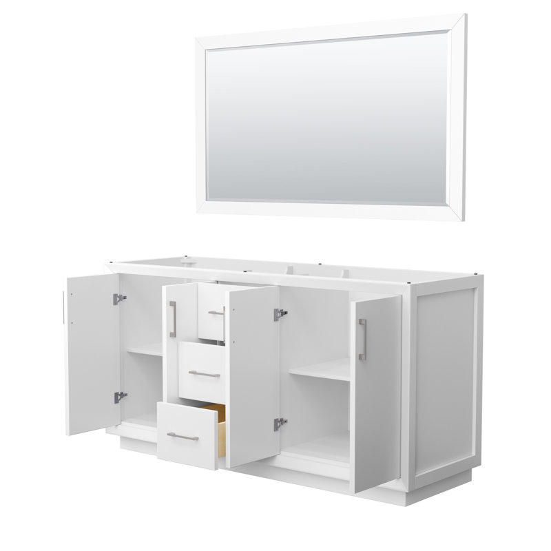 Strada 65.25'' Double Bathroom Vanity Base Only, White/Gray