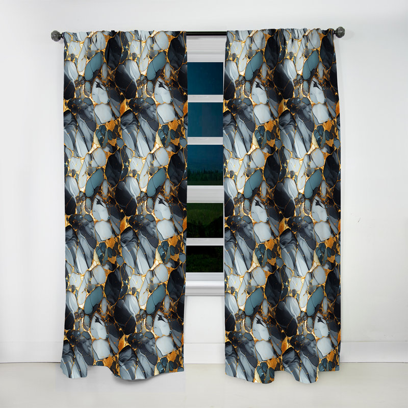 Gilded Gold And Black Luxe Marble Splendor I - Glam Velvet Curtain - Room Darkening - 1 Panel, 52" W x 120" L