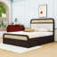 Lit plateforme grand Bayla avec coussin de tête de lit rembourré, lit gigogne simple TG, rangement pour tiroir-1254162555