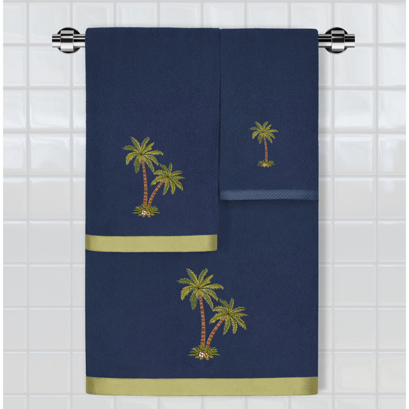 Anastasika 3 Piece Turkish Cotton Towel Set, Marine