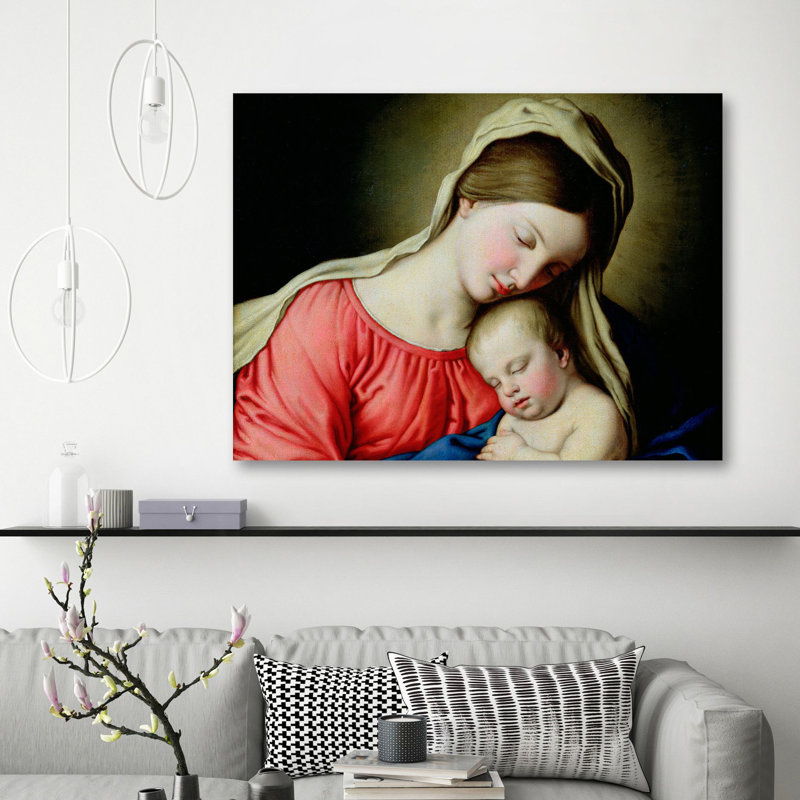 Virgin with Child 1 Piece Painting on Canvas, 60cm H  x 80cm W  x 4cm D