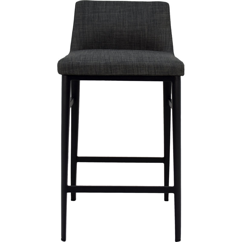 Baron Upholstered Stool with Metal Frame, Counter Stool (25.5” Seat Height), Charcoal