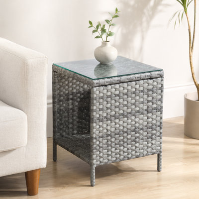 Table basse avec patio extérieur en verre trempé transparent