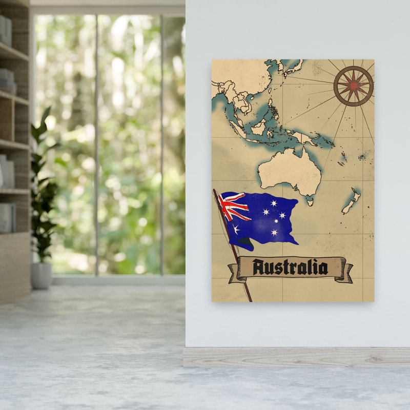 Art mural rétro, carte de l'Australie rétro