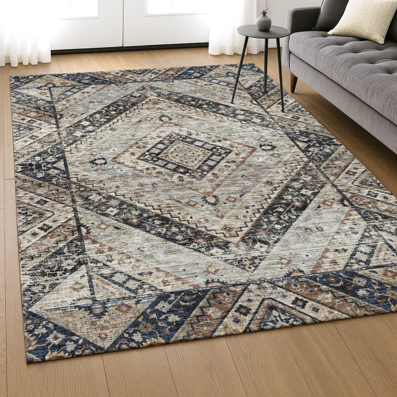 Premium Machine Washable Mayfield AMF2195 geometric Rug, 2'6" x 3'10", Black