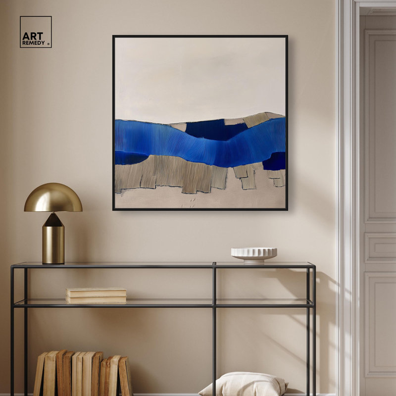 "Méandre", forme I, impression murale sur toile par Art Remedy, cadre noir, 30 x 30, H 31 po x l 31 po, Structure noire