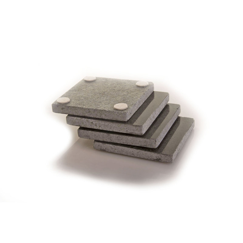 Square 4 Piece Coaster Set, Black