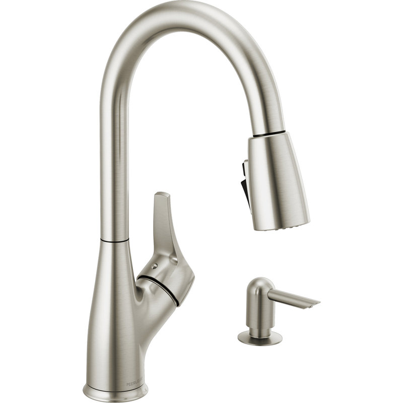 Peerless Apex Pull Down Kitchen Faucet with Soap Dispenser, Stainless