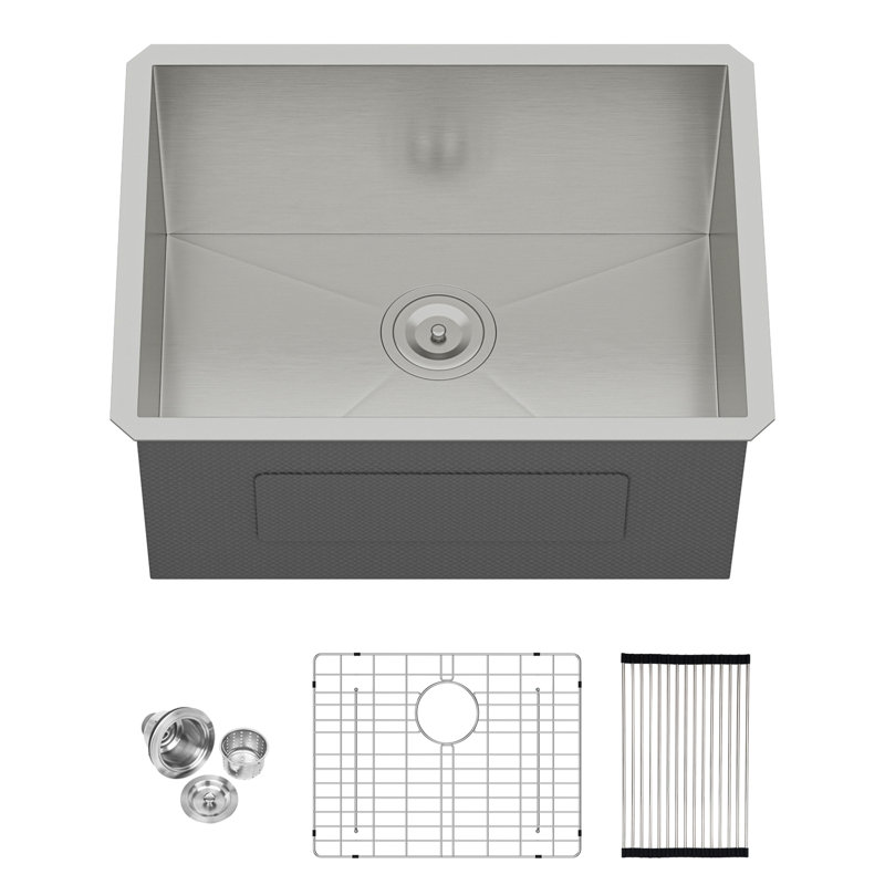 Laundry Sink 24 Inch - 24X18x12 Inch Undermount Laundry Utility Sink Deep Single Bowl 16 Gauge Stainless Steel Laundry Tub Sinks