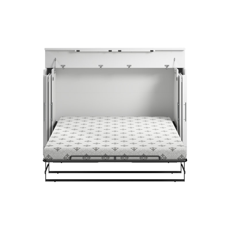 Lit escamotable 75W avec matelas 75W, Grand, Blanc